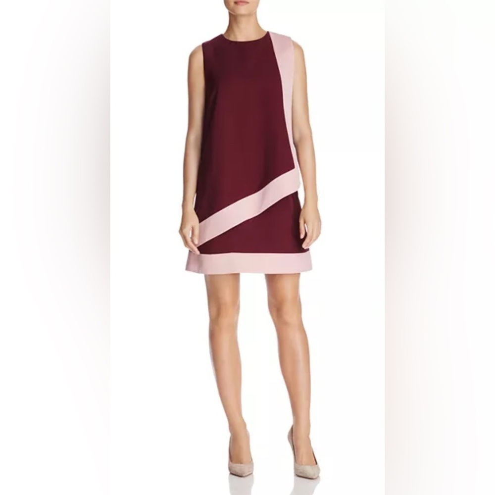 NEW Ted Baker London Braedyn Sleeveless Two-Tone Layered Dress Maroon Sz 0
